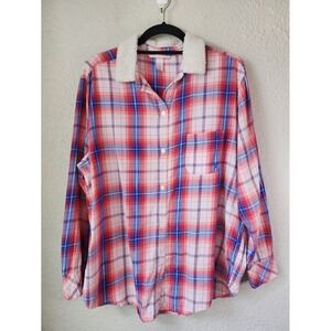 Victoria's Secret Pajama Set Flannel Plaid Sherpa Collar Top & Shorts